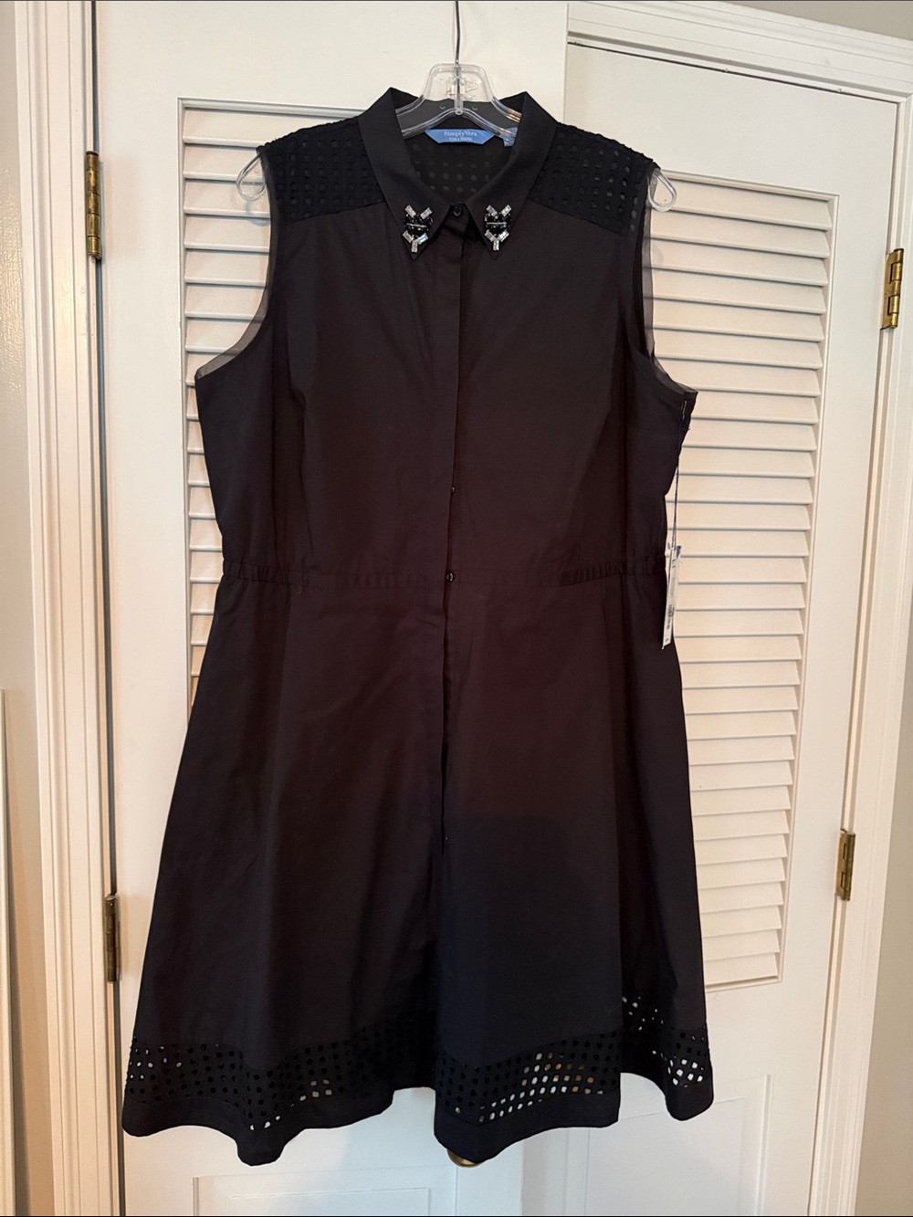 Simply Vera Vera Wang Black Sleeveless Eyelet Hem Dress